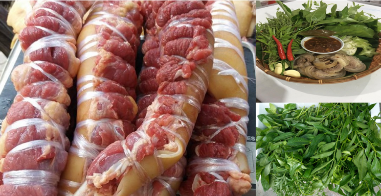 bò cuộn rau rừng